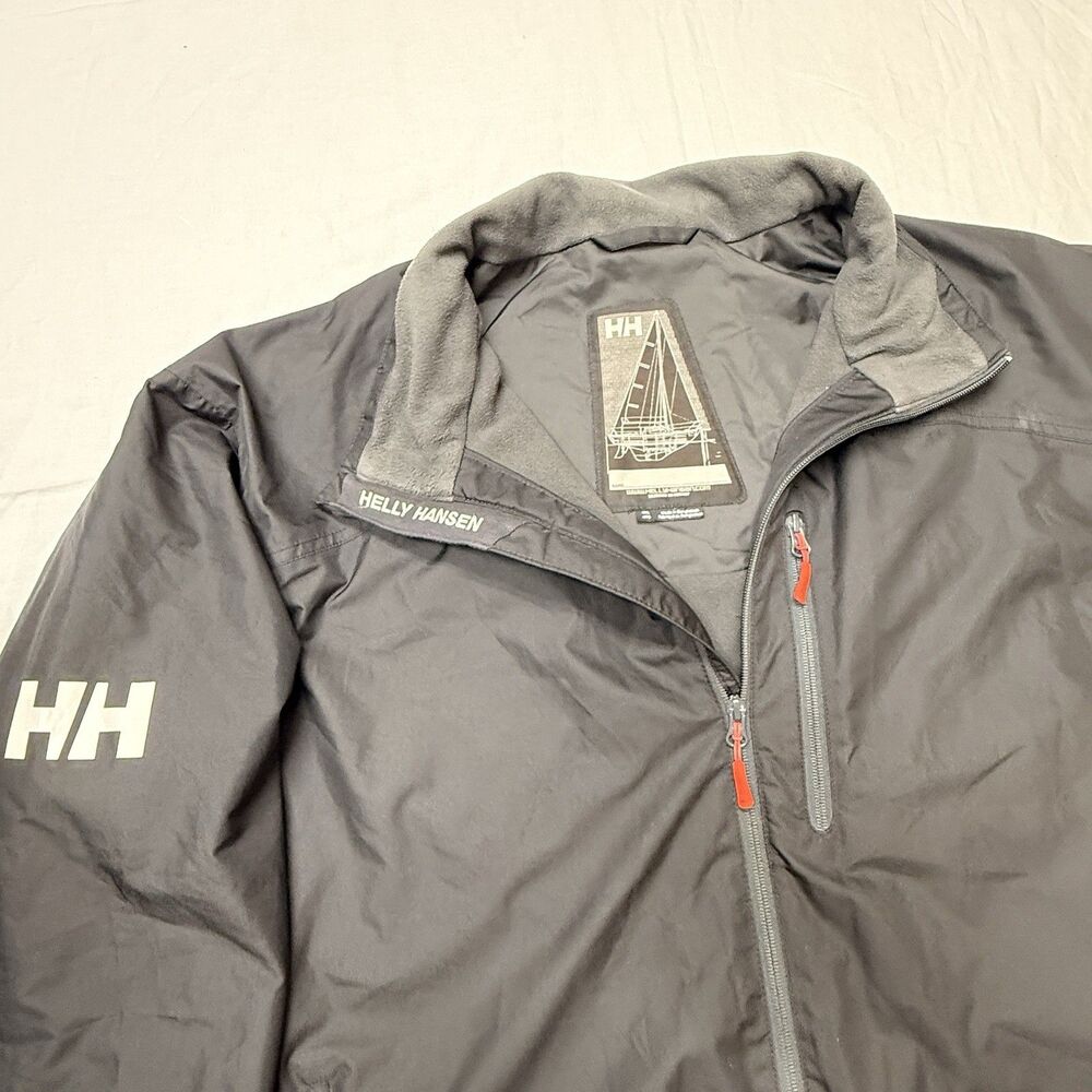 Helly Hansen Fleece Lined Men’s 4XL Black Crew Sailing Jacket Hooded Waterproof